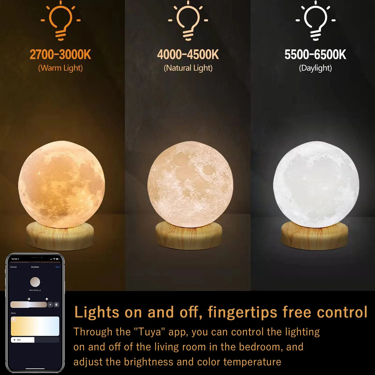 New Releasing Modern SAD Lamp 24W 10000 Lux 3D Moon Light Desk Lamp with USB Charging