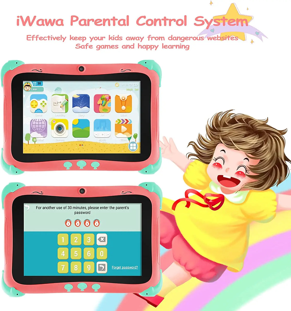 New 8 Inch Rockchip Educational Writing Kids Tablet with Wi-Fi Android LCD Entertainment