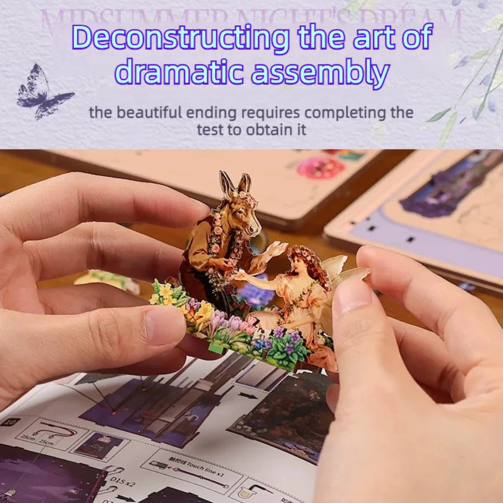 Top Gift DIY Book Nook 3D Wooden Puzzle Miniature House DIY Craft Kit Assembled Wooden Toy
