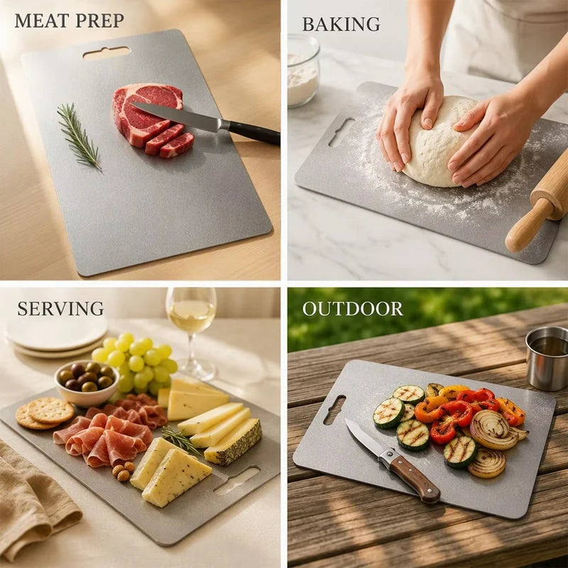 Food Meat Vegetable Blank Butcher Block Double Sided Metal Chopping Boards Pure Titanium