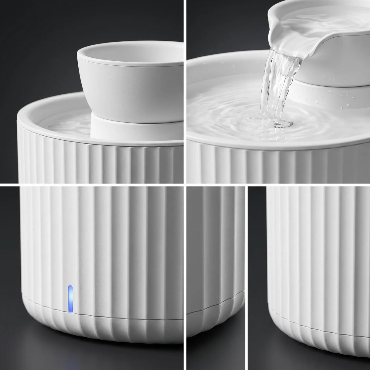 Cat Water Fountain, 2.5L Automatic Pet Water Dispenser with Waterfall and LED