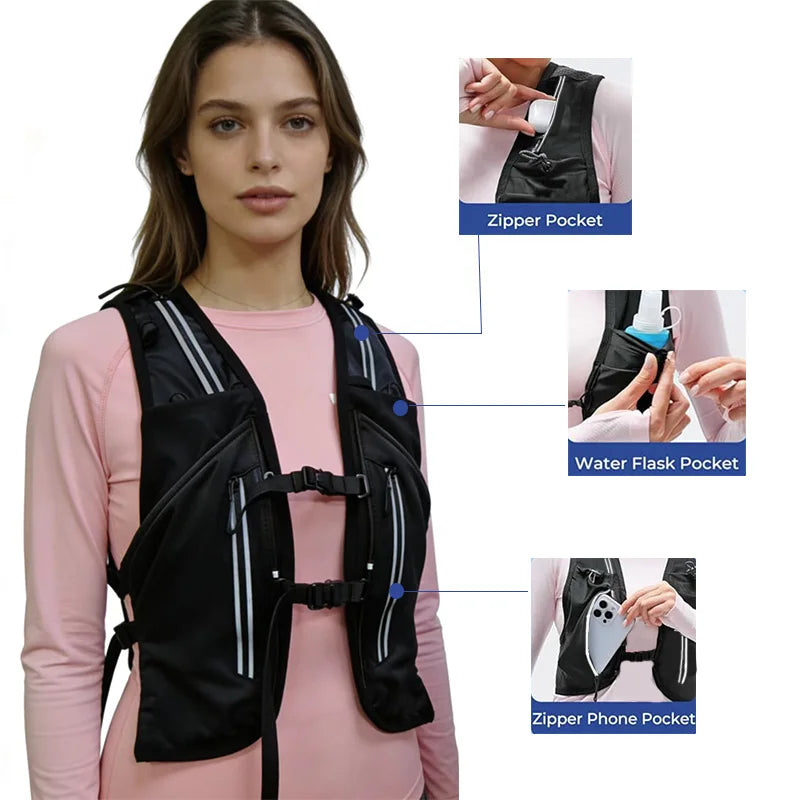 Hydration Vest Women Men 2 Flask 500ml Phone Pocket Running Backpack Hiking Long Distance