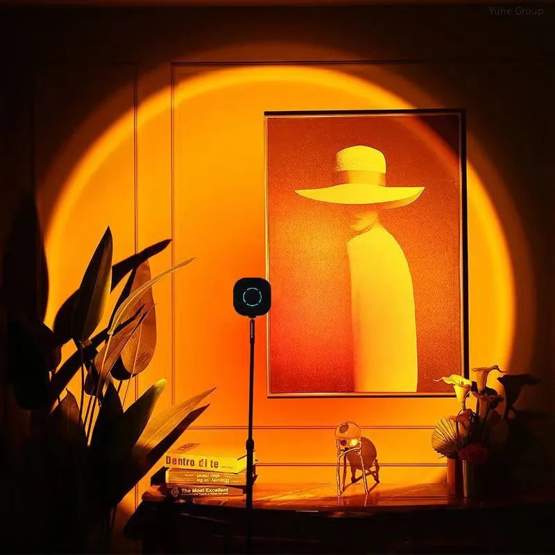 Creative E27 LED Projection Lamp Sunset Effect Black/Yellow Shadow for Live Photography