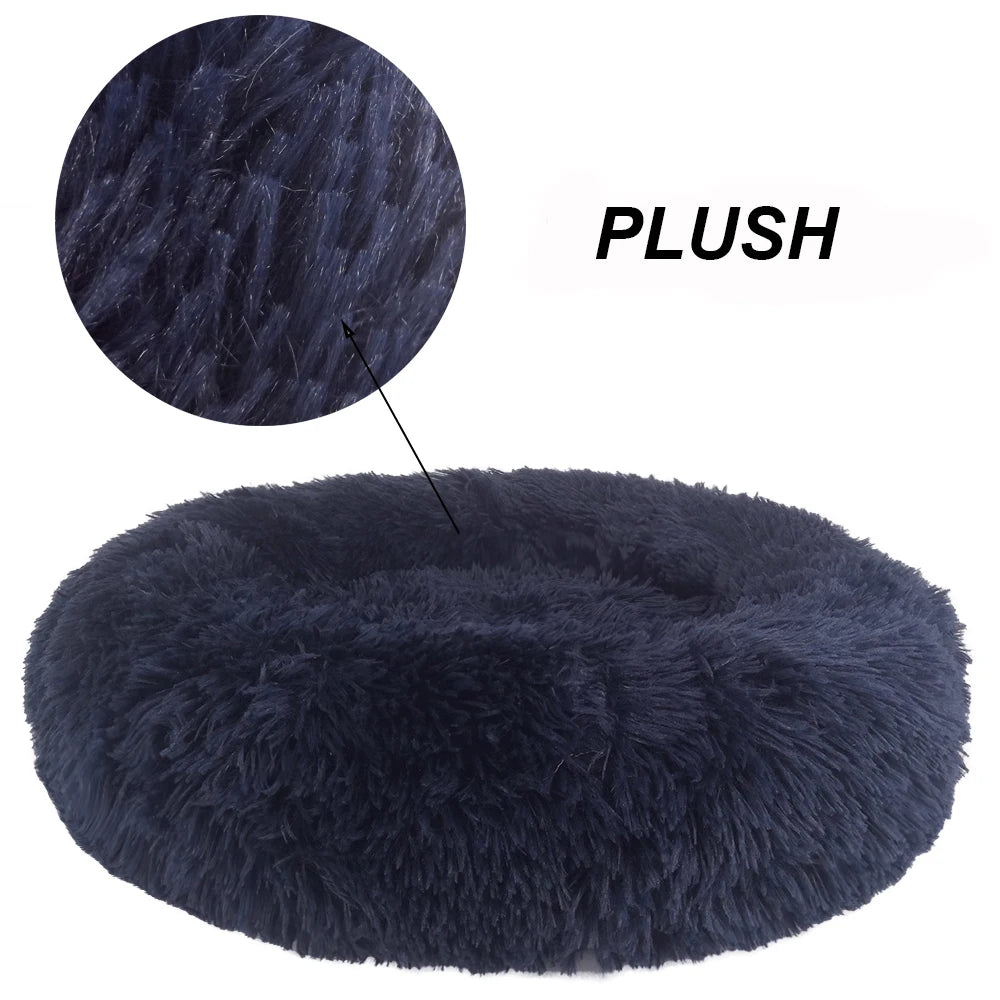 YangyangPet Fluffy Polyester Fiber Removable Cover Round Cozy Calming Donut Dog Bed