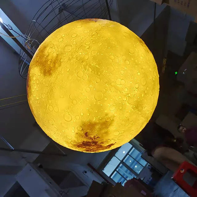 G-Lights Bespoke Creative Globe Moon Hanging Pendant Lamp LED 3D Printing Moon Chandelier