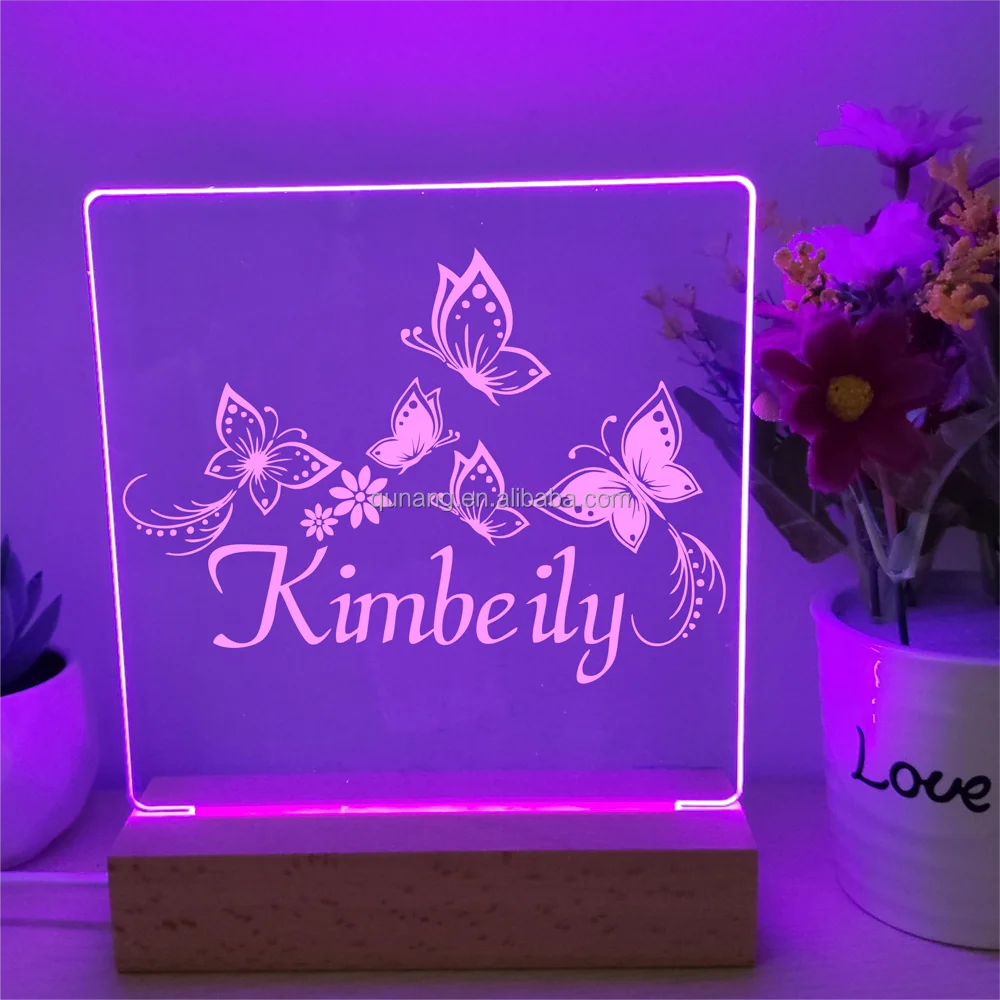 Personalized Unique Engraved Night Light Gifts for Kids Customized Name Moon and Stars