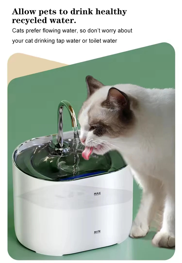 Stainless Steel Automatic Detachable Rounded Pet Water Fountain for Dogs and Cats 2.2L