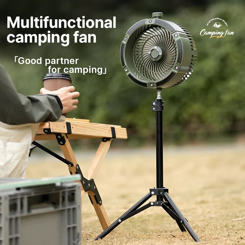 Multifunction Camping Portable Fan Cooling Turbo Fan With Light Rechargeable 6000mAh