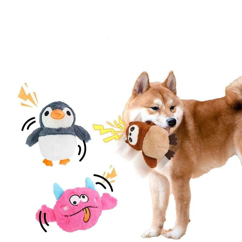 Electric Moving Squeaky Plush Pet Toy USB Charging Dog Cat Interactive Play Toy