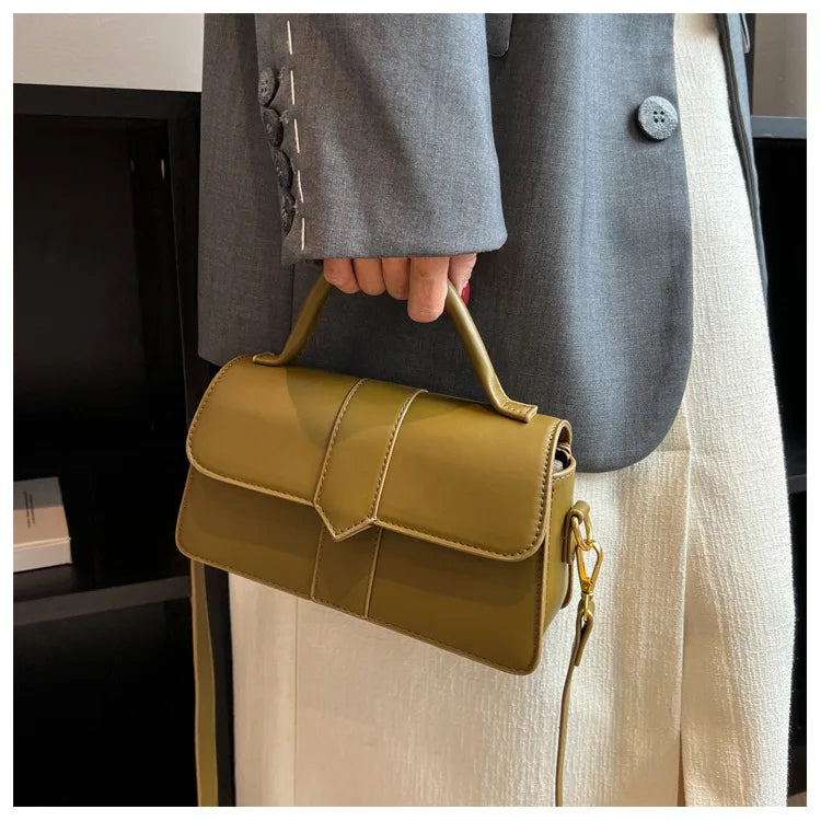 Classic Design Luxury Style Women'S Small Flap Crossbody Bag PU Leather Top Handle Bag