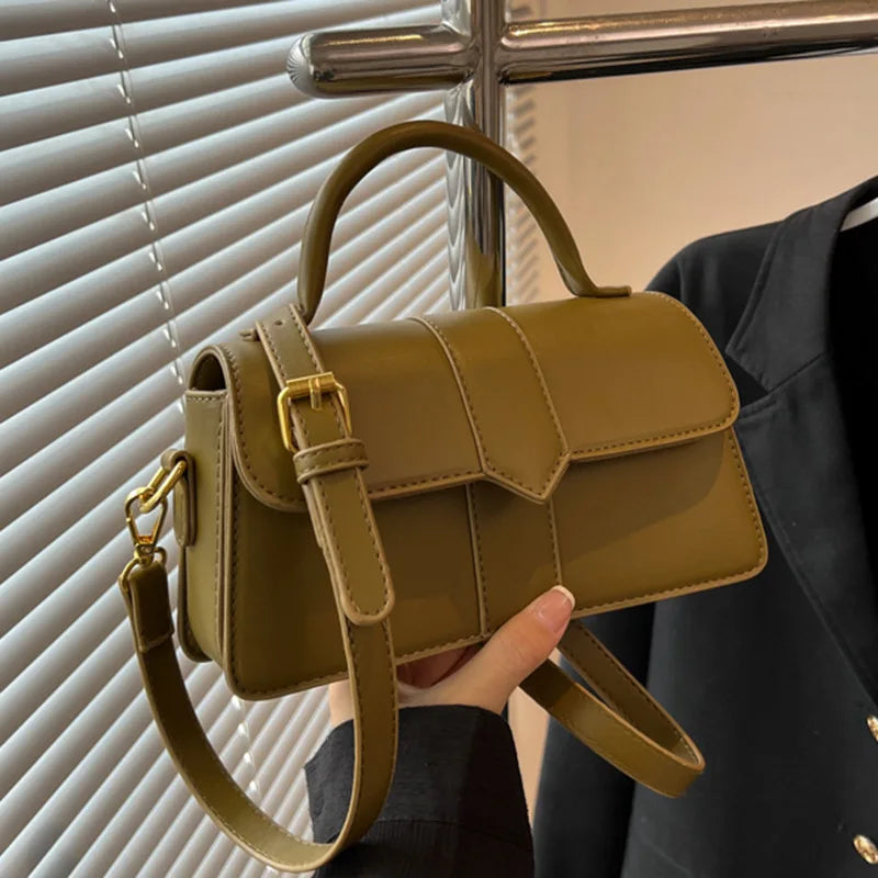 Classic Design Luxury Style Women'S Small Flap Crossbody Bag PU Leather Top Handle Bag