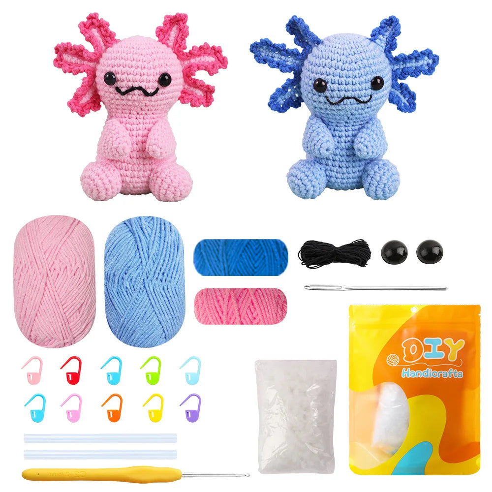 Animal Crochet Kit for Beginners DIY Amigurumi Starter Kit with Yarn Hook