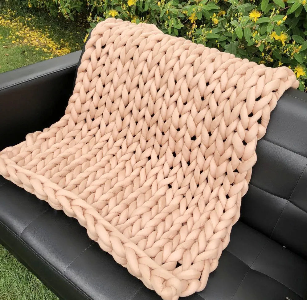 Chunky Knit Yarn Weighted Blanket with Core Filling Soft Woven Gravity Blanket