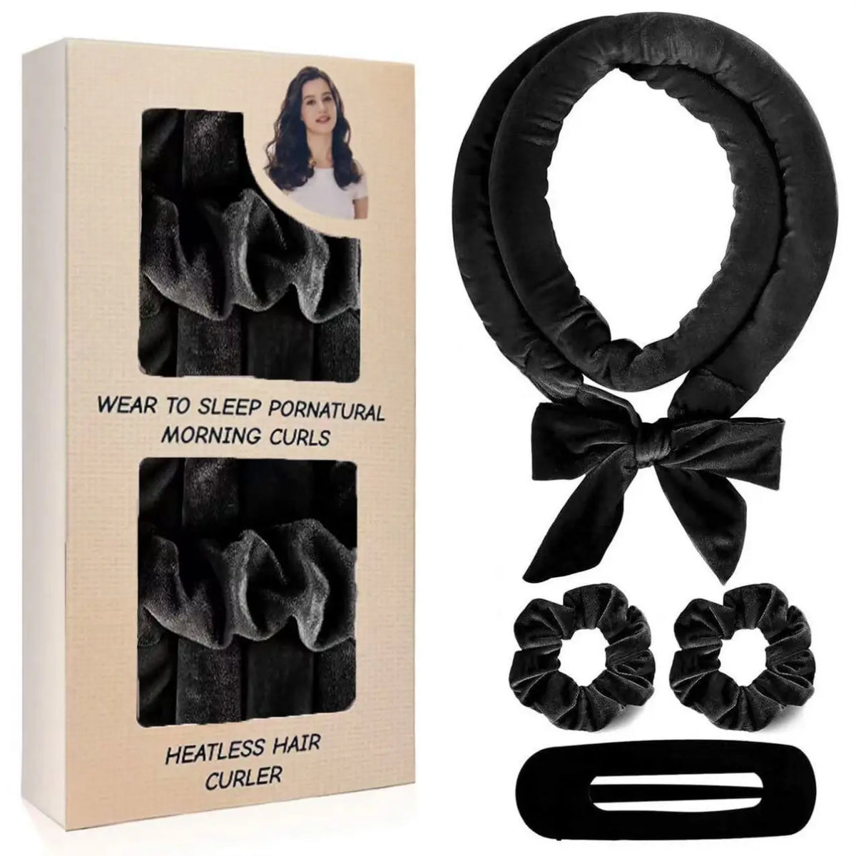 Luxury Velvet Heatless No Heat Curlers Overnight Headband with Filled Roller Frizz-Free