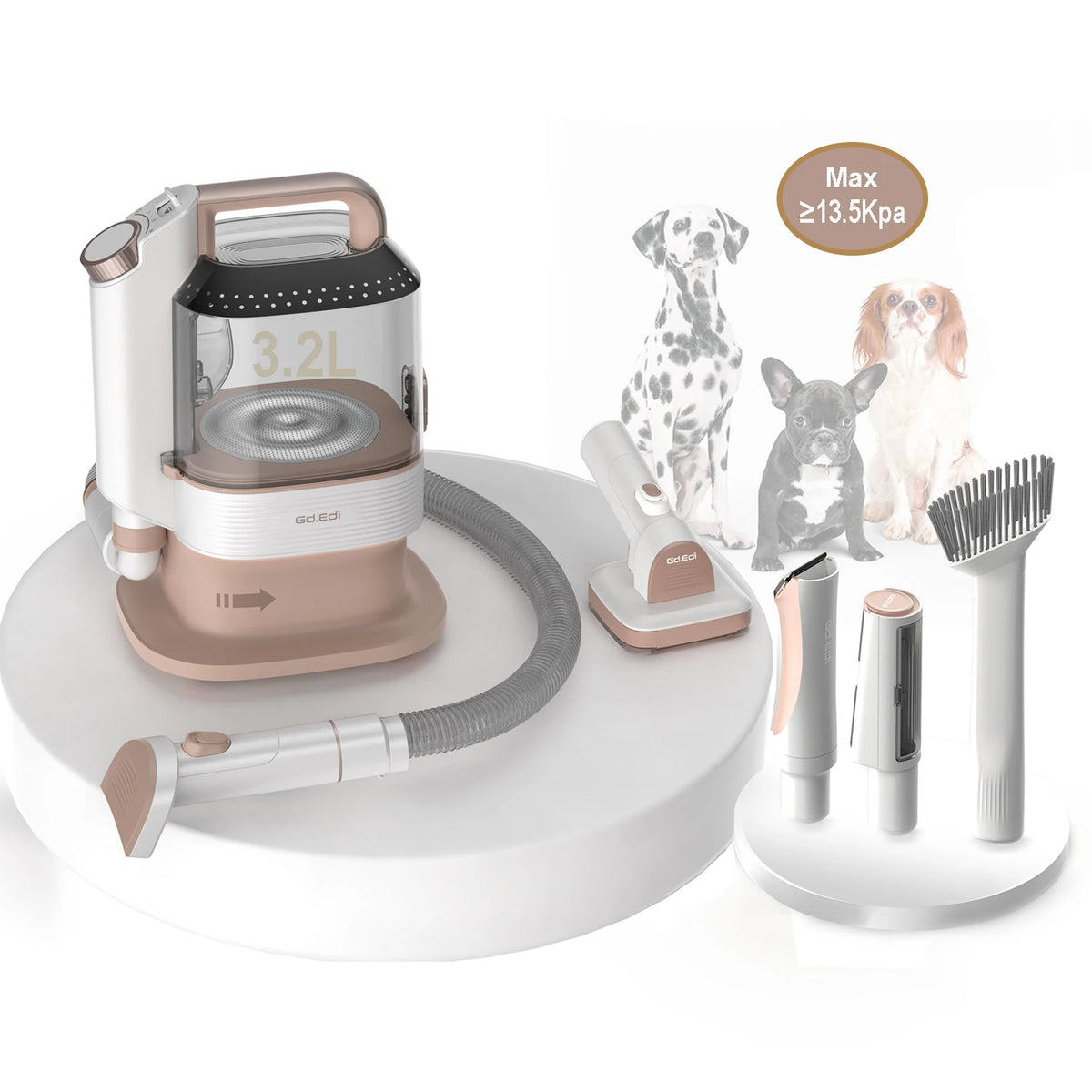 3.2L High-Capacity Pet Grooming Vacuum Cleaner Set-6-in-1 Se Electric Clipper, Waterproof