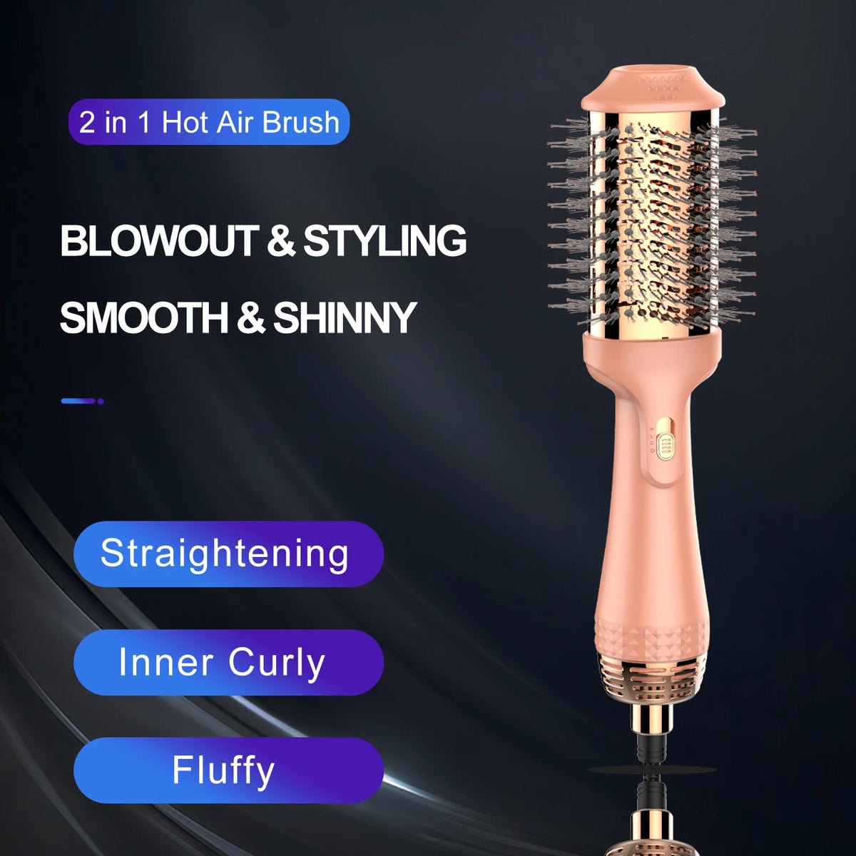 Professional Hot Ceramic 3 In 1 One Step Blow Hair Dryer Straightener And Styler Rotary