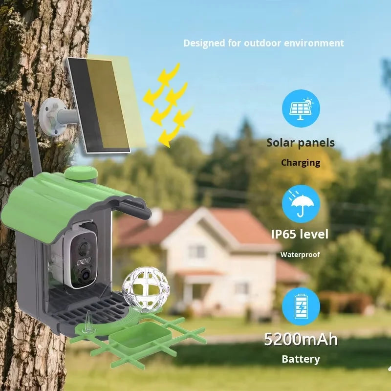 Outdoor Waterproof Solar Bird Feeder with Camera WiFi Smart APP Remote Video Suitable