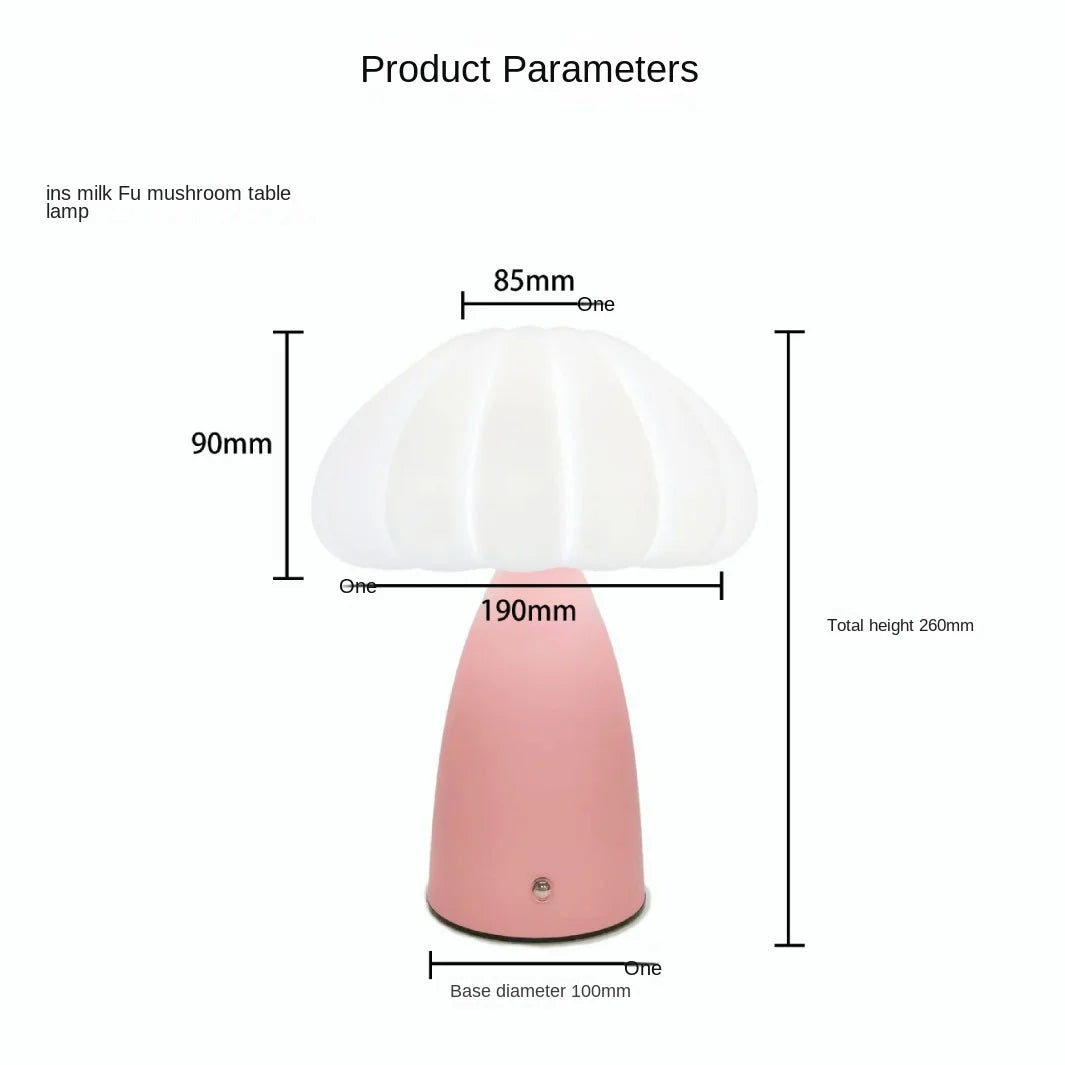 Modern Cream Mushroom Design Battery Operated DC LED Bedside Table Lamp with Metal Body