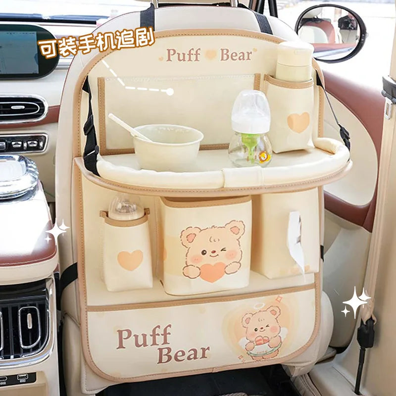 Custom Leather Cartoon Customizable Car Backseat Storage Bag Organizer New Creative Trash