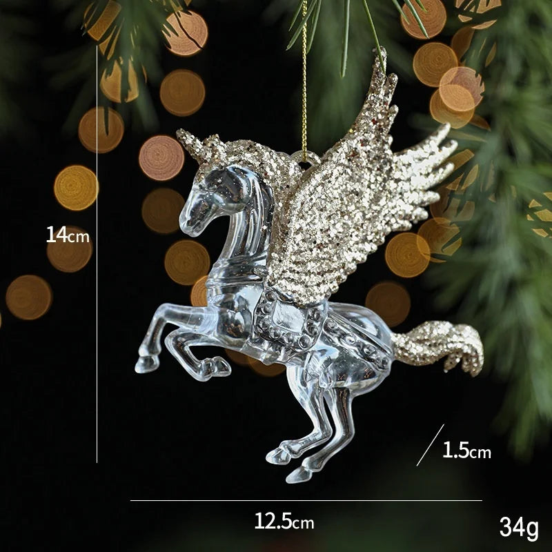 Christmas Ornaments Sequins Acrylic Transparent Snowflake Pendant Hanging Decor Christmas