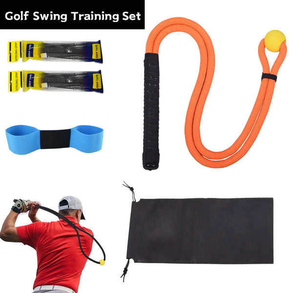 Golf Swing Rope Training Aid Fitness Equipment Trainer With Eva Ball for Practice Posture