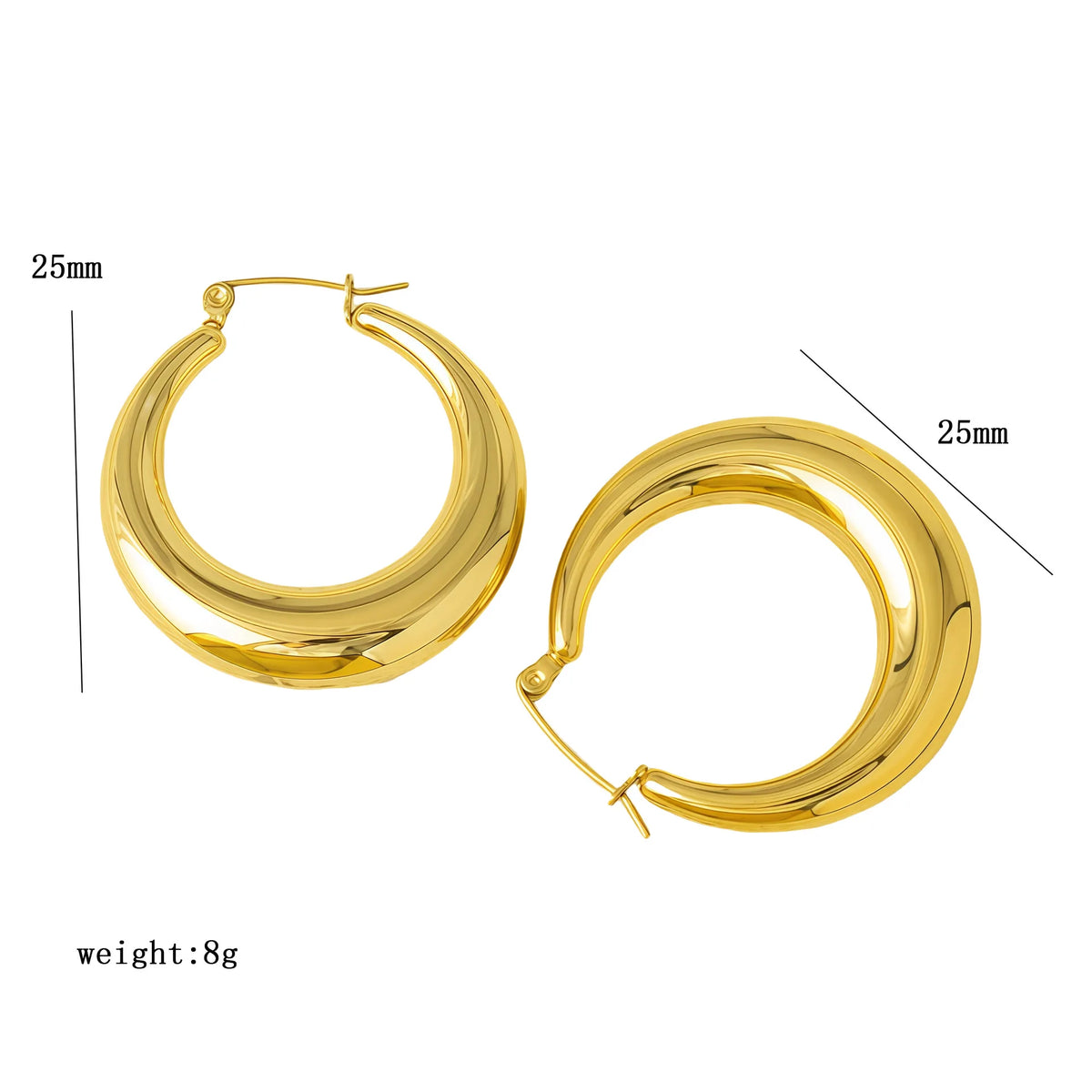 Charm Chunky Hoop Earrings Stainless Steel Metal 18K Gold Plated Waterproof Huggie
