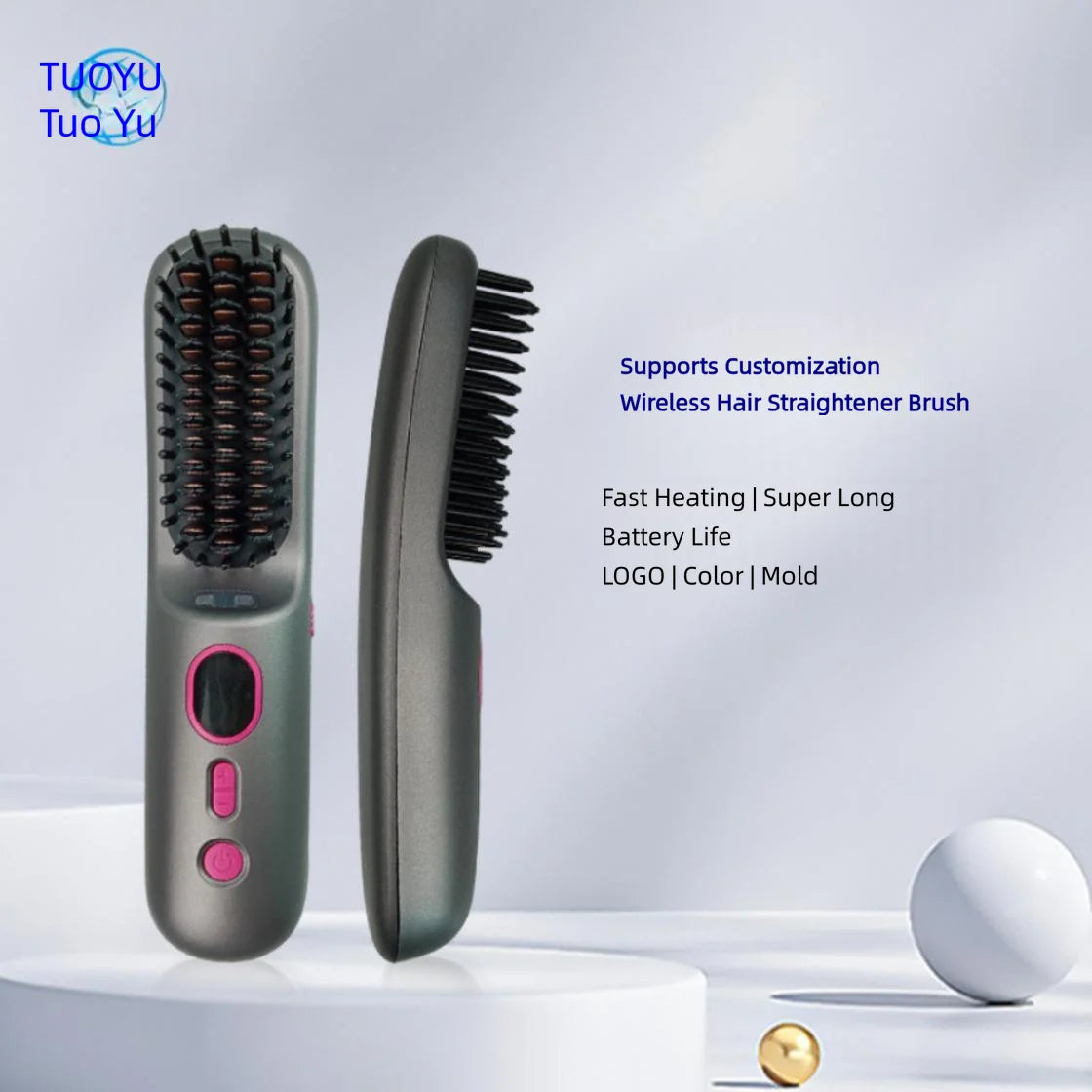 Portable Straightening Brush for Travel Negative Ions Fast Heating Straightener Comb