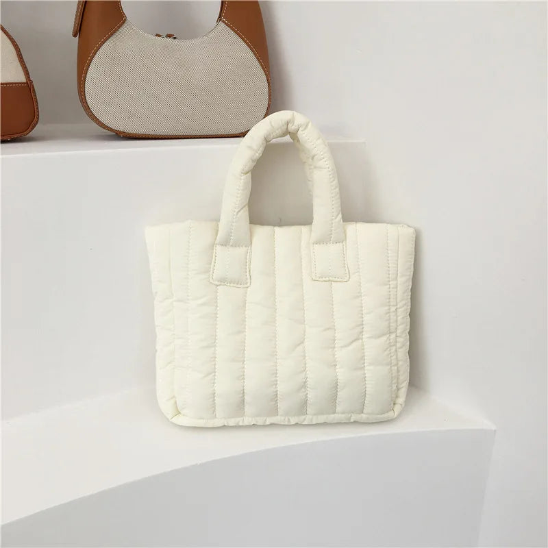 Simplicity Puffer Tote Bag Multiple Color Vertical Striped Quilted Puffer Handbag