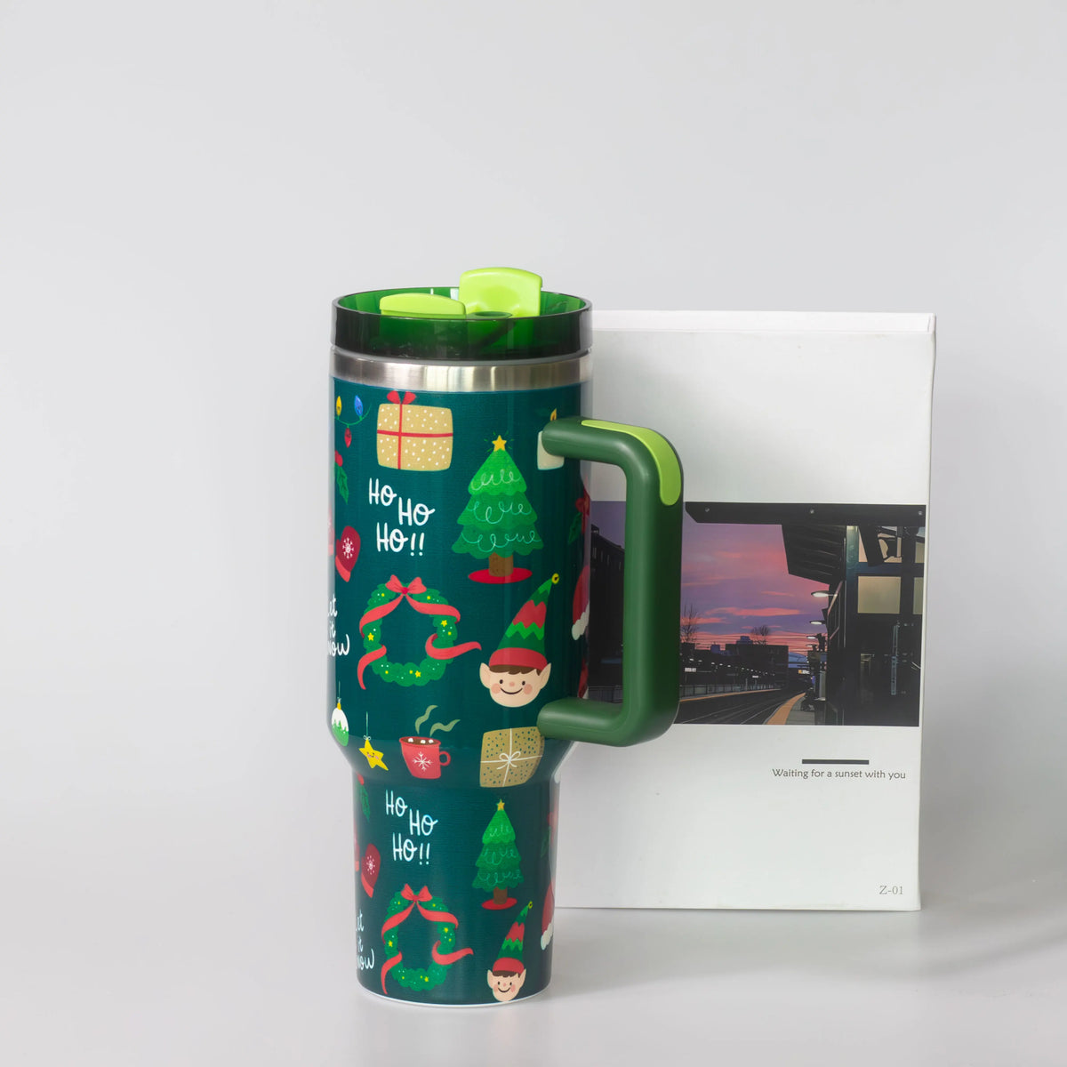 Christmas Gift 40Oz Insulated Stainless Steel Travel Tumbler with Handle And For Straw