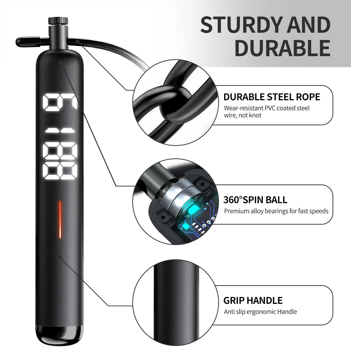 New Professional Smart Digital Jump Rope with App Sync Adjustable Weighted Skipping 3