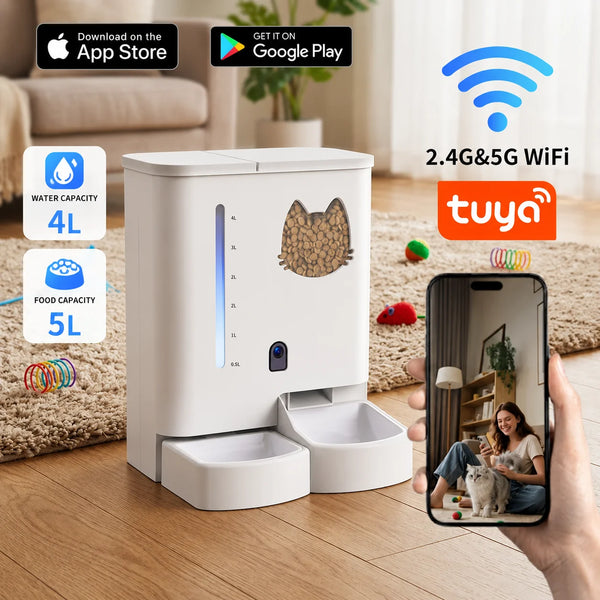 Pet Automatic Large-Capacity Smart Cat Feeder with Integrated Food & Water Dispenser