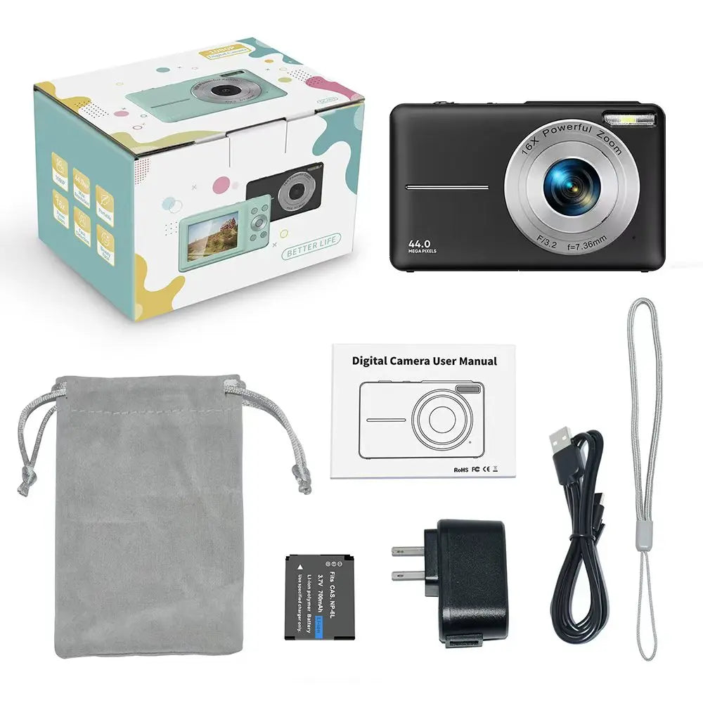 32GB Kids Mini FHD Full HD Digital Camera Face Detection Retro Pink Children'S