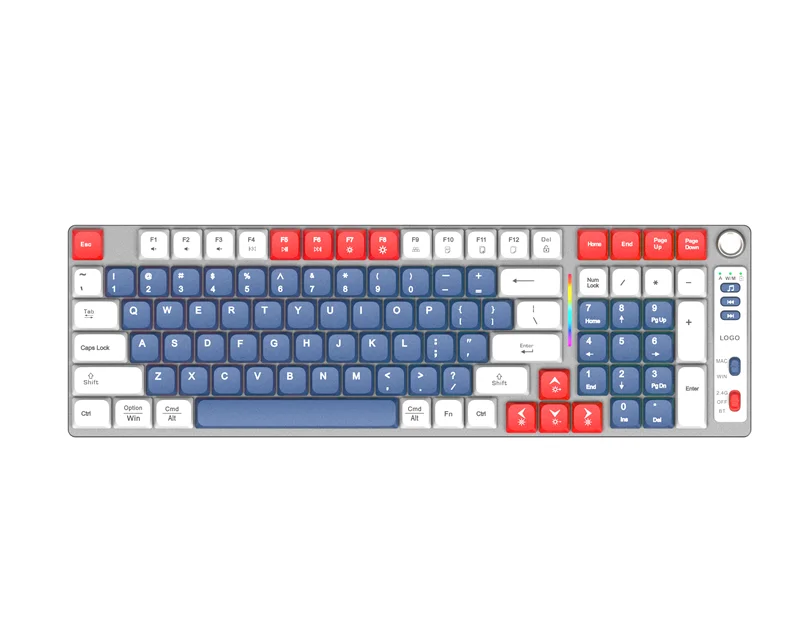 Low Axis Mechanical Keyboard 2.4G 84 Keys Anti-Ghosting RGB Backlight Multimedia Keys USB