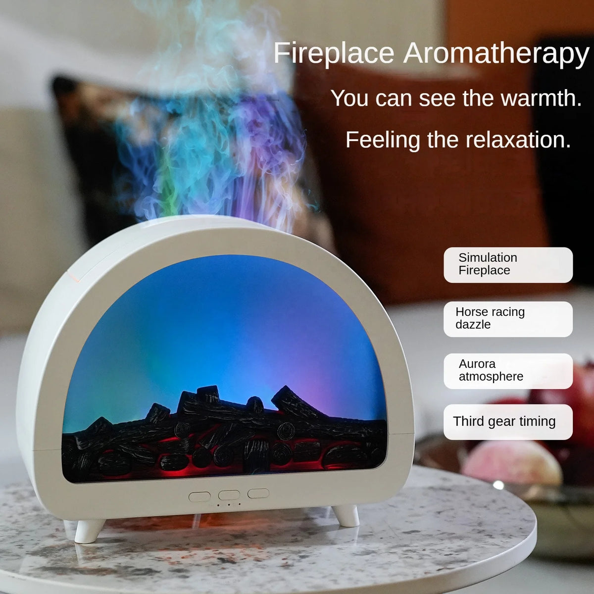 Portable USB Plastic Aroma Diffuser Flame Humidifier 3D Fire Ultrasonic Remote Control
