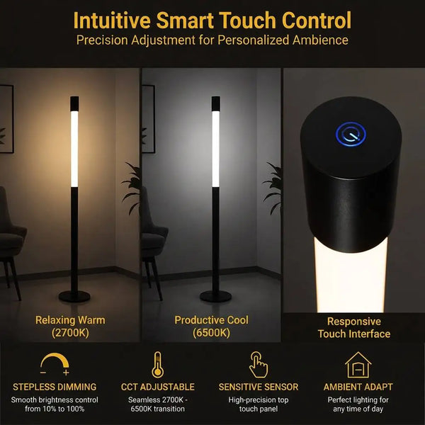 Modern Cylindrical LED Floor Lamp Bubble Glitter Tube Warm Ambient Standing Lamp