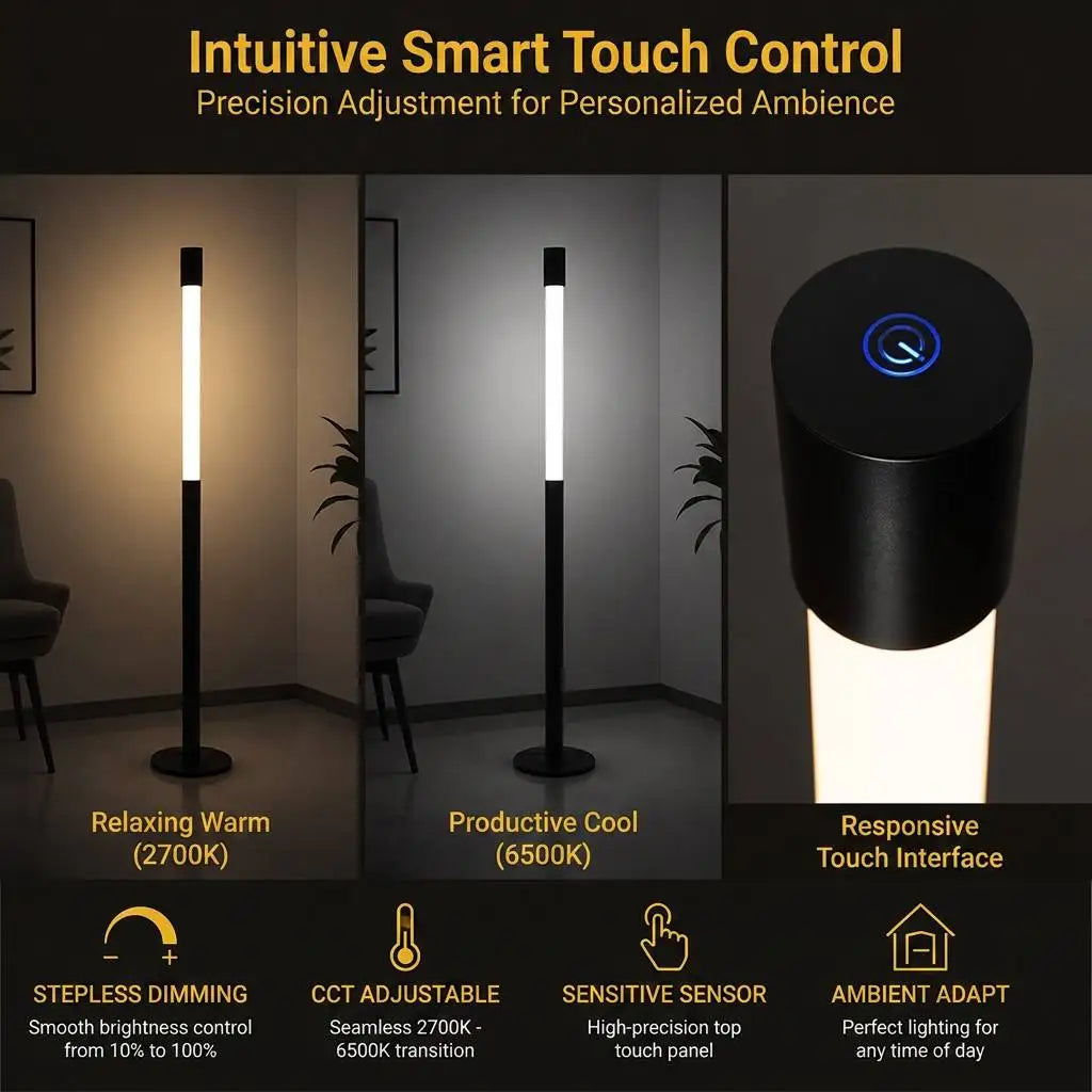 Modern Cylindrical LED Floor Lamp Bubble Glitter Tube Warm Ambient Standing Lamp