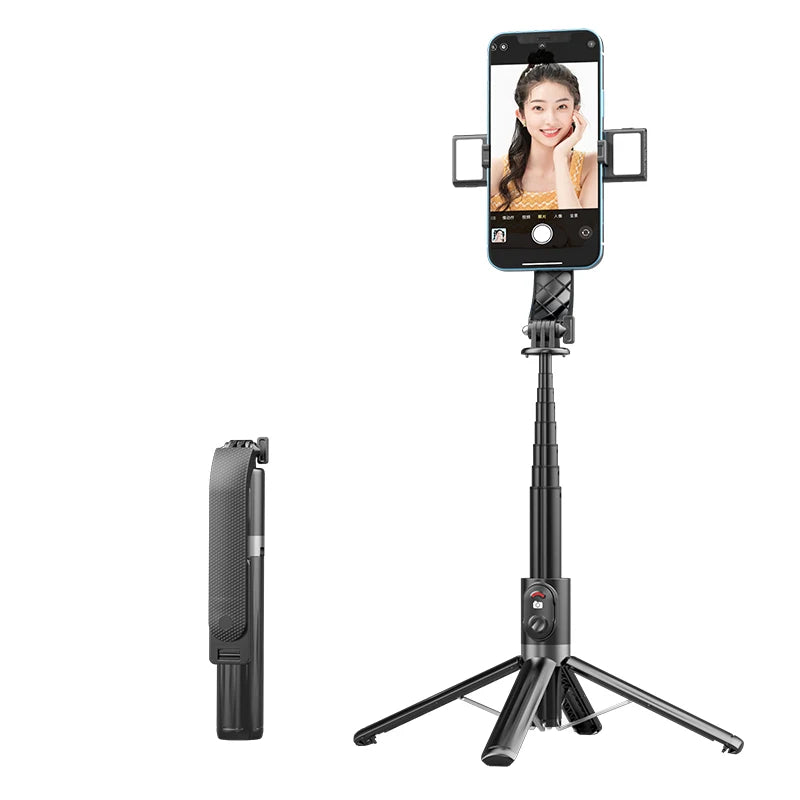 Stainless Steel Selfie Stick with 360 Adjustable Retractable Tripod 2 LED Light Remote