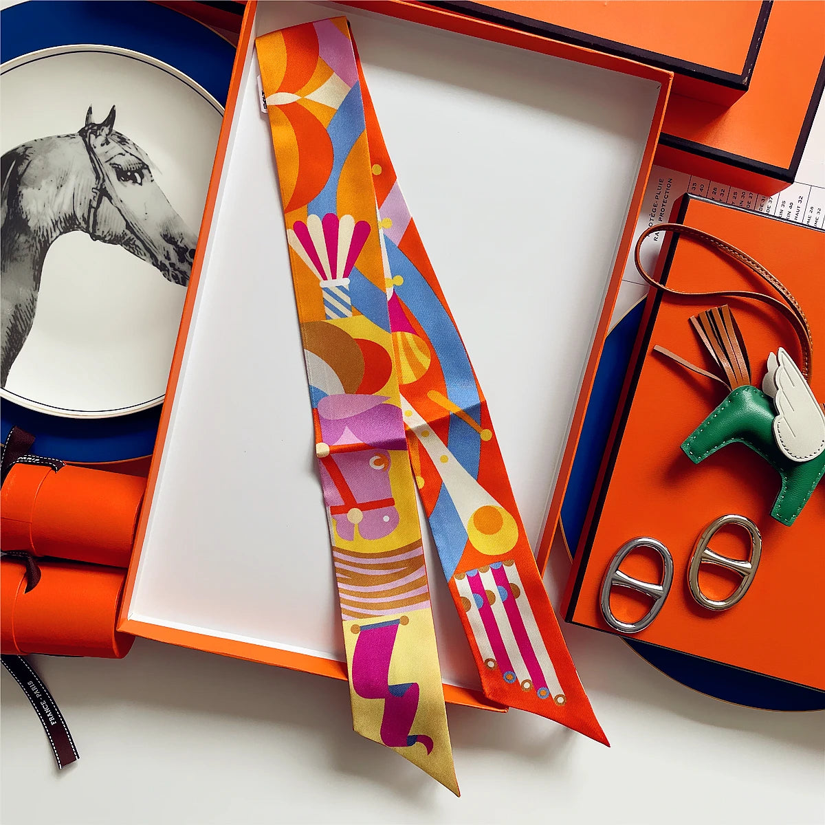 5*86 Cm Neck 100% Silk Scarf Custom Printing Scarves Designer Head Bag Women Stylish