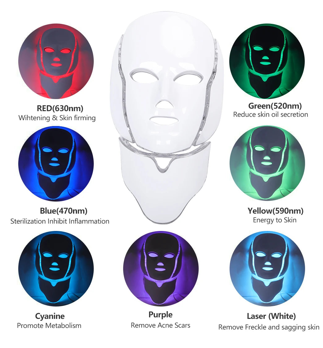7-Color LED Light Therapy Facial Mask Red Light Skin Care Photon Led Face Mask Handheld