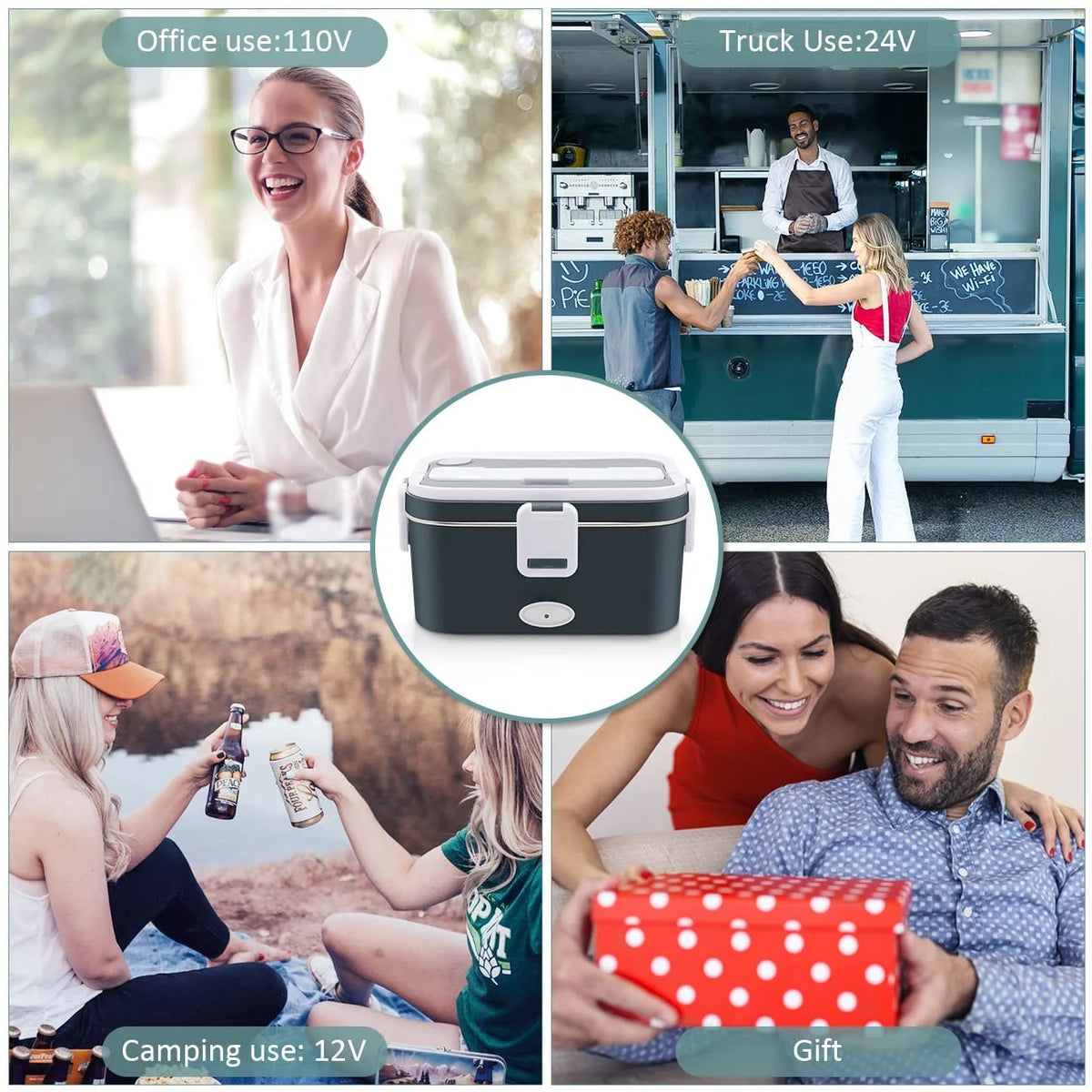 1.8L Self Heating Electric Lunch Box Food Warmer,Portable Heated Electric Lunchbox