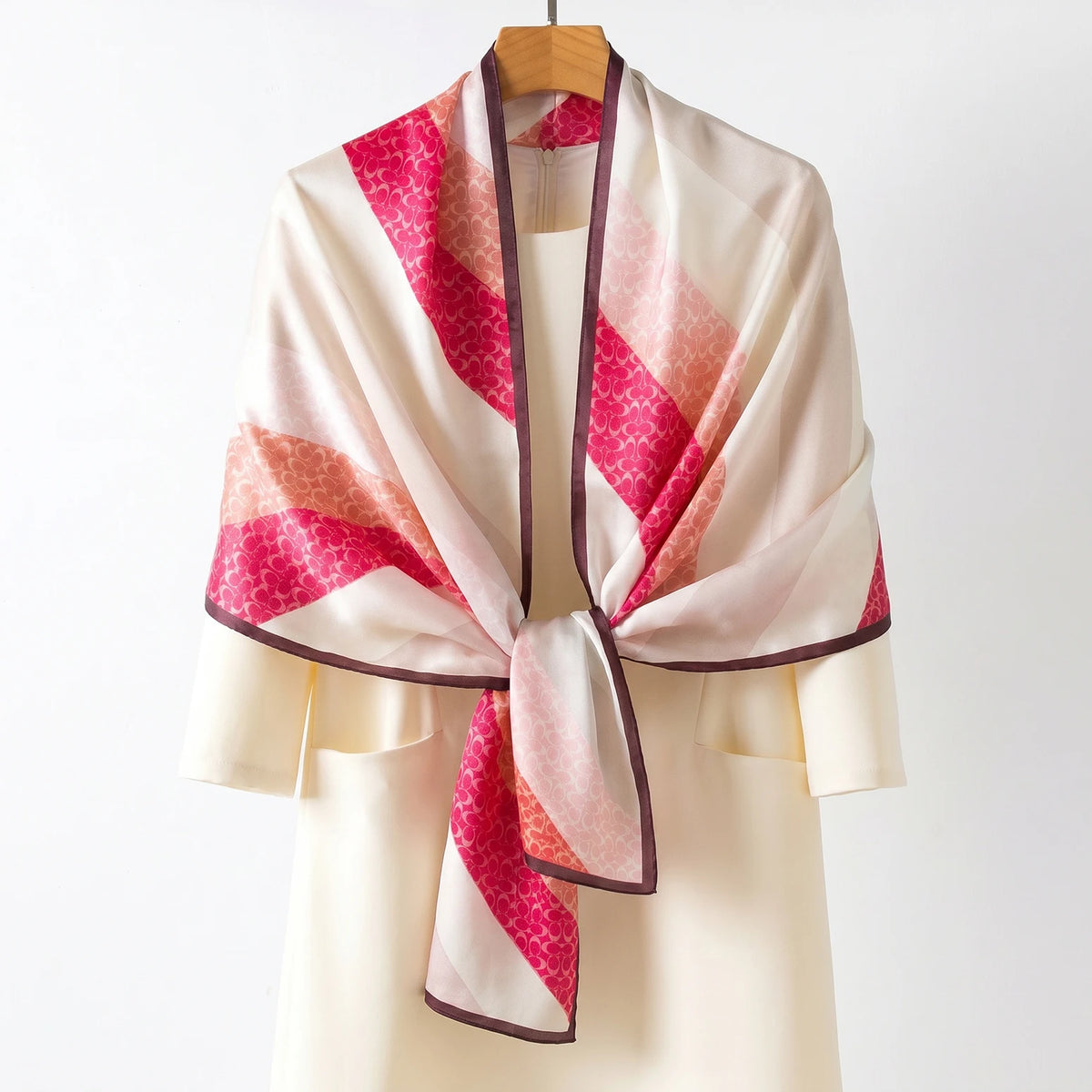 Luxury 100% Mulberry Silk Shawl for Women Custom Digital Print Vintage Floral Long Scarf