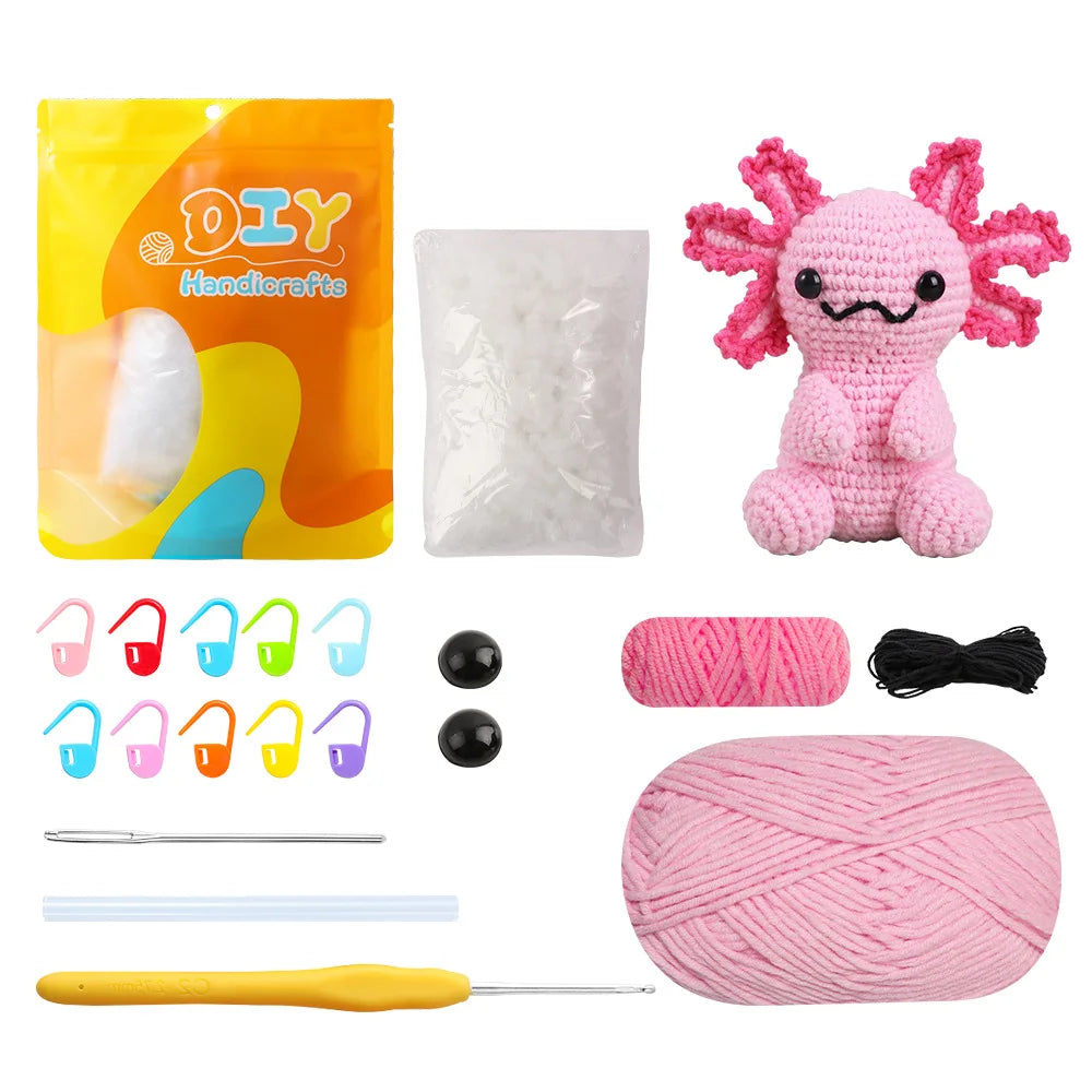 Animal Crochet Kit for Beginners DIY Amigurumi Starter Kit with Yarn Hook