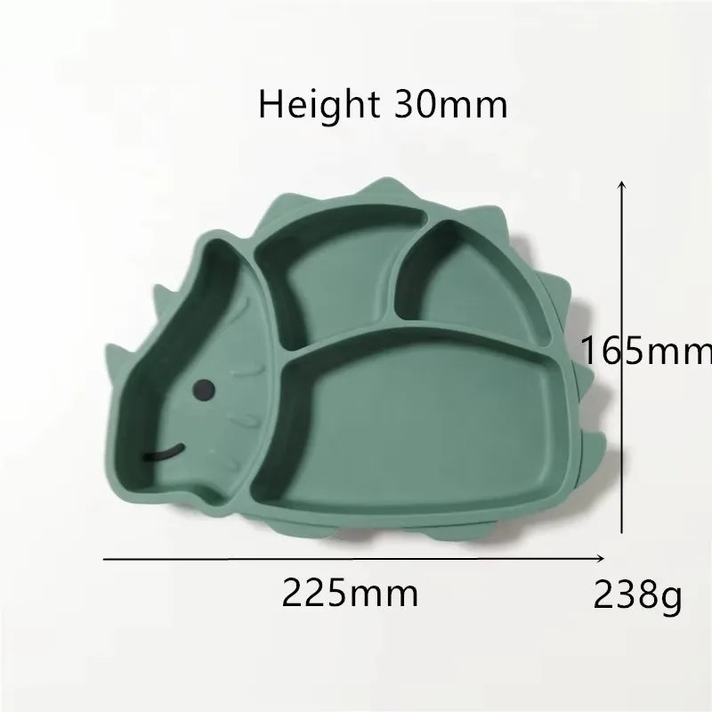 Fubon Silicone Manufactory Dinosaur Silicone Baby Feeding Set for Dinner Lunch Breakfast