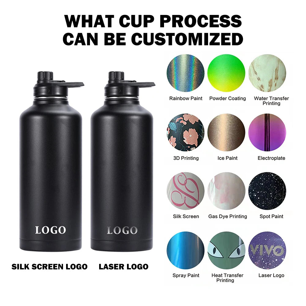 40OZ 304 Stainless Steel Thermos Mug With Straw Large Ice Cup Car Portable Handle