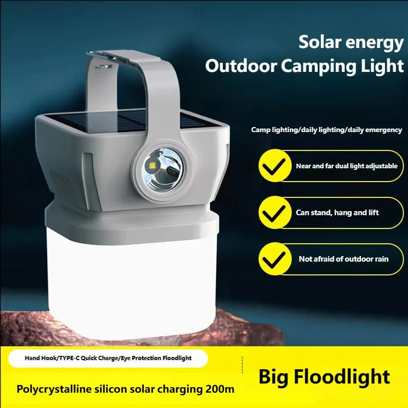 Solar Rechargeable Camping Lantern Long Lasting Battery Tent Light Emergency Lighting