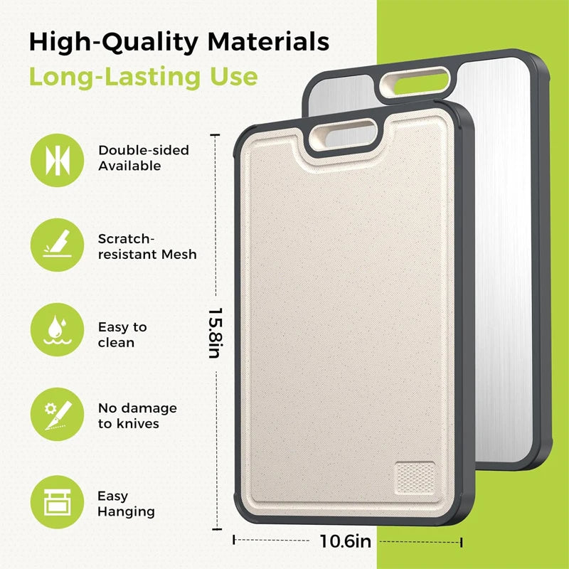 Wheat Straw Pure Titanium Rectangle Vegetable Cutting Board Durable Double-Sided 1.4CM
