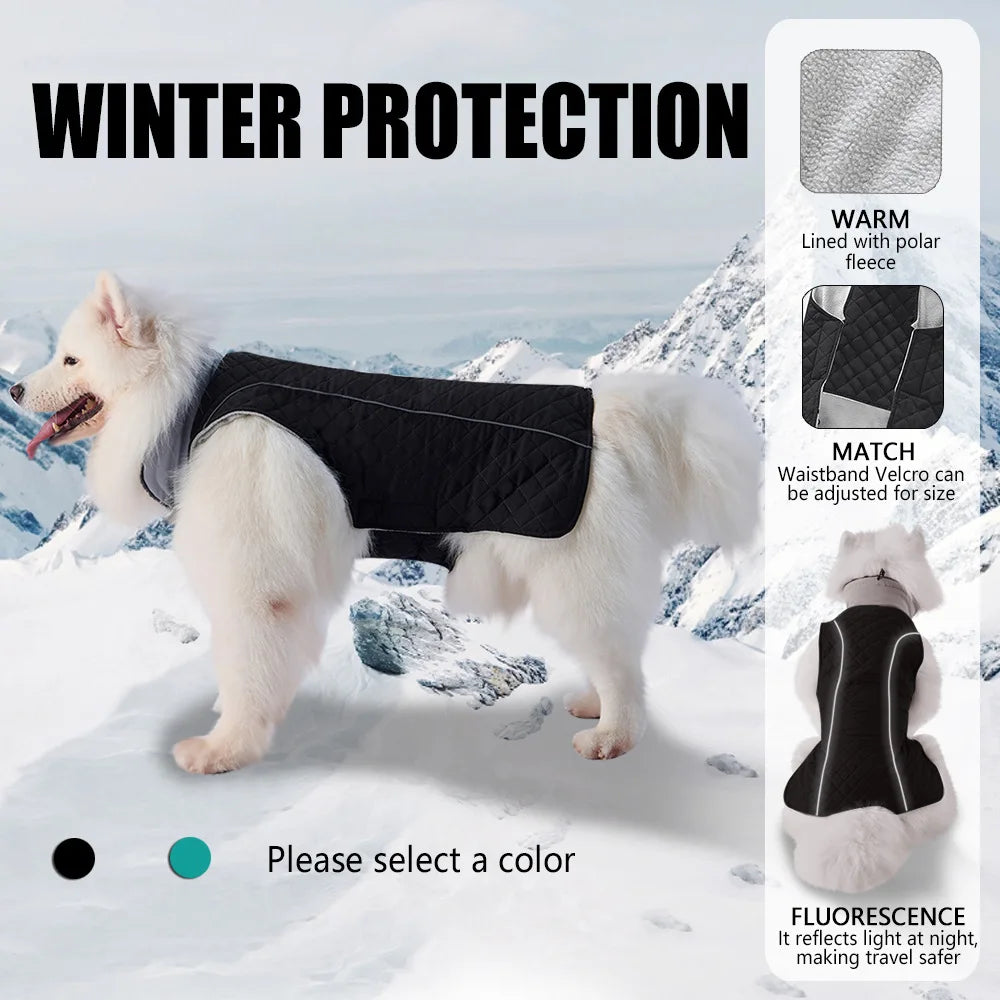 Pet Winter Big Dog Clothes Thickened Warm Polyester Casual Style Cotton-Padded Coat