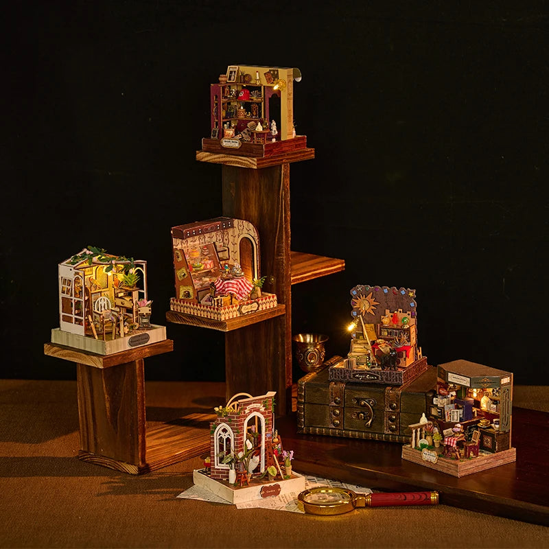 DIY 3D Wooden Puzzle Toy Handmade 3D Puzzle Miniature House Kit Doll House With Mini Wood