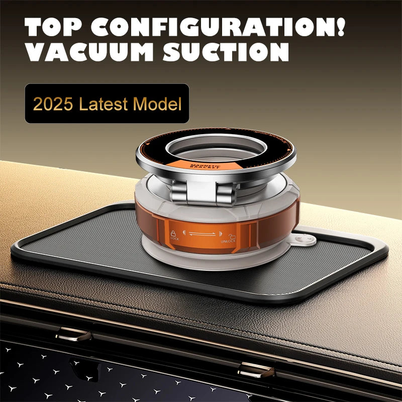 Premium Magnetic Car Phone Holder, Reusable Silicone Vacuum Suction Cup, Dual-Ring