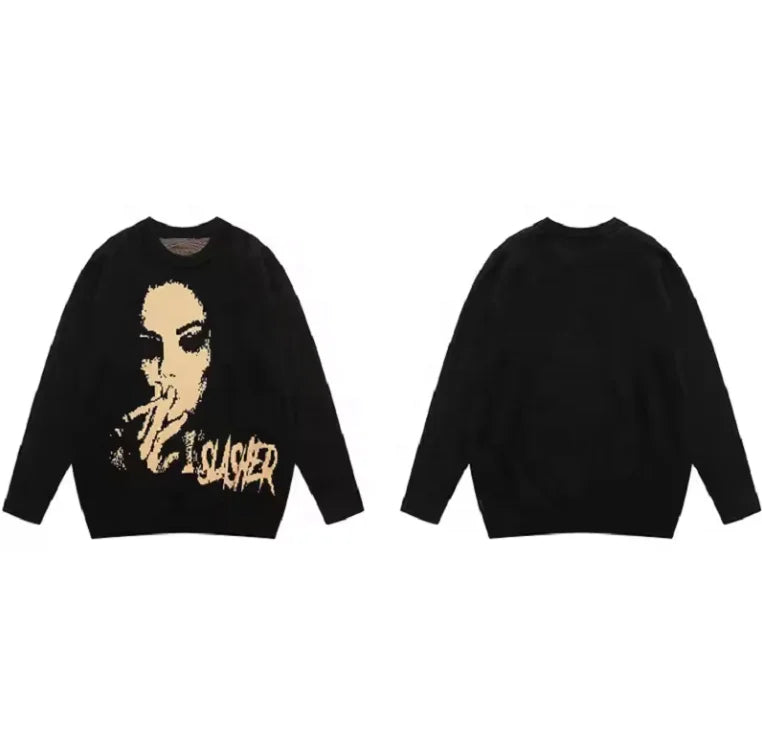 Knit Fashion Skeleton Thick Jacquard Jumpers Sweater for Men Knitwear Winter Knitted